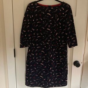 Boden Black and Red Patterned Long Sleeve Dress